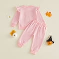 thumbnail image 6 of Staki Kids Baby Girl Halloween Outfit Pumpkin Print Bell Bottoms Fall Toddler Flare Clothes Set 0-3T,6-12 Months, 6 of 9