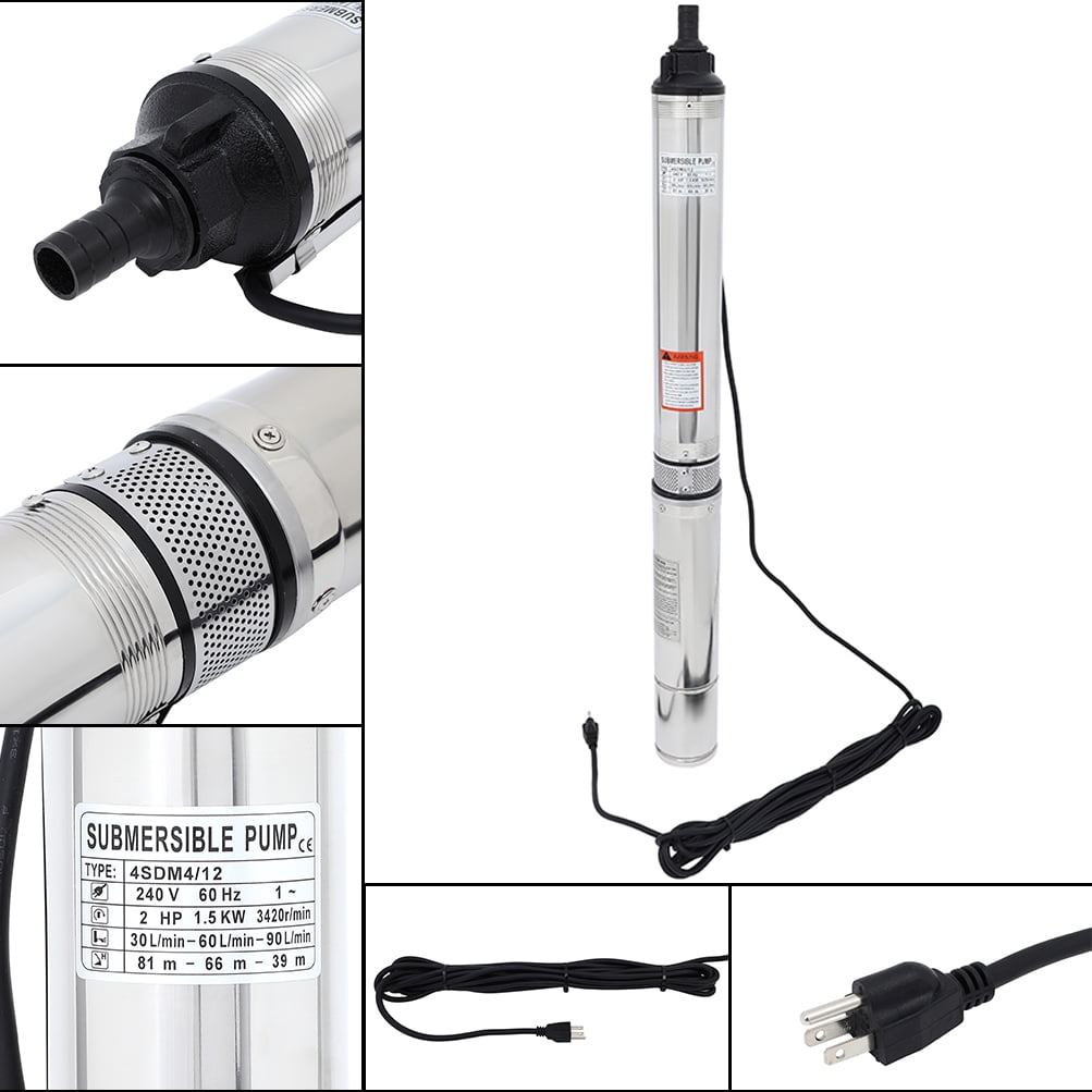 ECCPP 2HP Submersible Deep Well Pump 440FT 42GPM Water Pump 220V 1500W 2850RPM