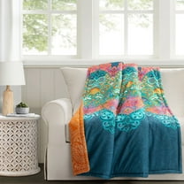 Lush Decor Boho Chic Throw Turquoise/Navy Single 50X60