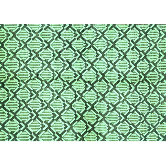 Ahgly Company Machine Washable Indoor Rectangle Abstract Turquoise Blue Modern Area Rugs, 2' x 4'