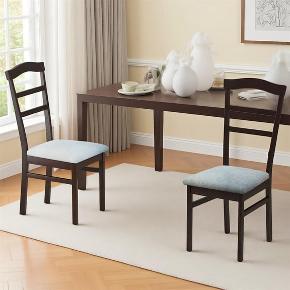 Topcobee Wooden Dining Chair Set of 2 Linen Fabric Upholstered Kitchen Chairs Farmhouse Side Accent Chairs, Chairs for Dining Table, Kitchen Chairs
