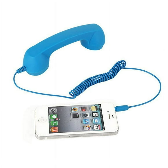 MesaSe Retro Vintage Classic Style Corded Phone Handset - Old-school Style Classic POP Handset for iPad iPod and Android Phones Landline Telephone Microphone Sea Blue