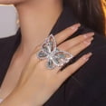 thumbnail image 2 of Luxury CZ Big Butterfly Statement Ring for Women Elegant Engagement Adjustable Knuckles Finger Sparkling Crystal Wrap Open Rings Fashion Cubic Zirconia Cocktail Jewelry for Her Girlfriend Wedding, 2 of 6