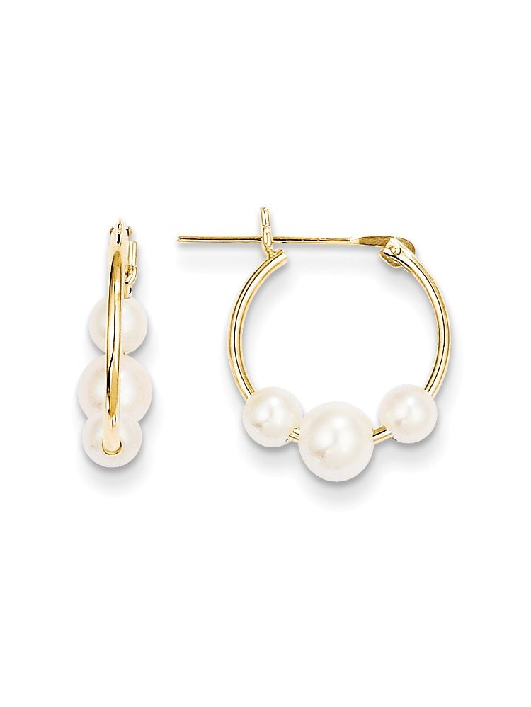 14kt Yellow Gold Madi K FW Cultured Pearl Hoop Earrings 