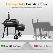 Brand Man Offset Smoker Charcoal Grill, Heavy Duty Wood Barrel BBQ Grill Smoker Combo with Side Box