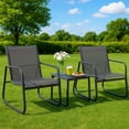 thumbnail image 7 of Outdoor Patio Bistro Set, 3-Piece Textilene Conversation Furniture with Chairs and Coffee Table, All-Weather Rust-Proof Balcony Set for Porch/Backyard/Deck, Black, 7 of 7