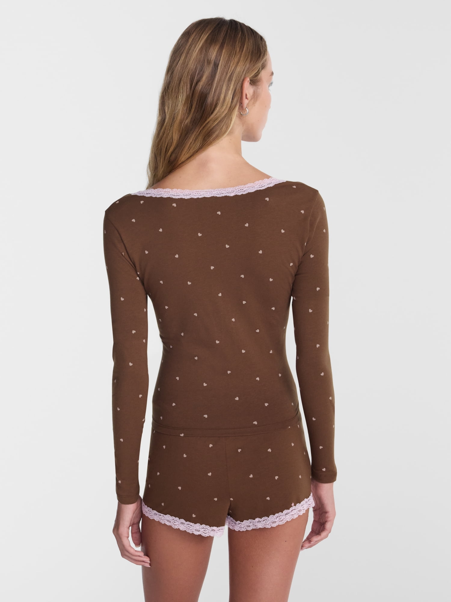 No Boundaries Sleep Lace Top with Long Sleeves, Women’s XXS-3X