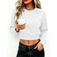 thumbnail image 5 of Gytharion Women's Cropped Sweatshirts Crew Neck Patch Pocket Solid Color Soft Comfortable Classic Pullovers Fashion Cozy Athleisure Pullover Tops, 5 of 7