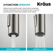 KRAUS Oletto Single Handle Pull Down Kitchen Faucet with QuickDock Top Mount Installation Assembly in Spot-Free Brushed Brass