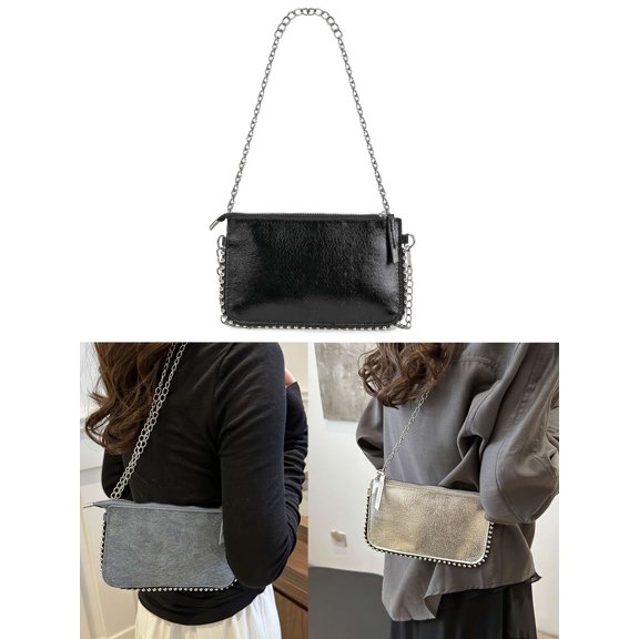 LAVA Women's Beaded Chain Decorated Crossbody Bag Shoulder Bag For Workers Outdoors, Travel, Outings,Perfect for Office (Black)