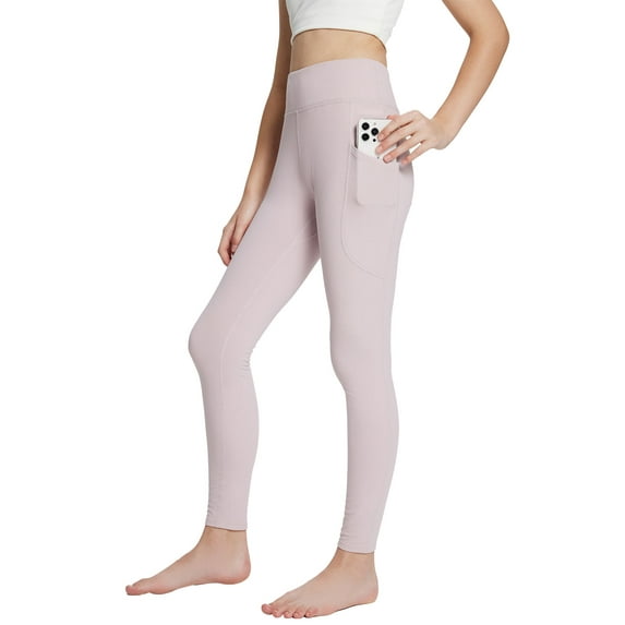 Baleaf Youth Girls Fleece Lined Water Resistant Leggings High Waisted Light Purple XL