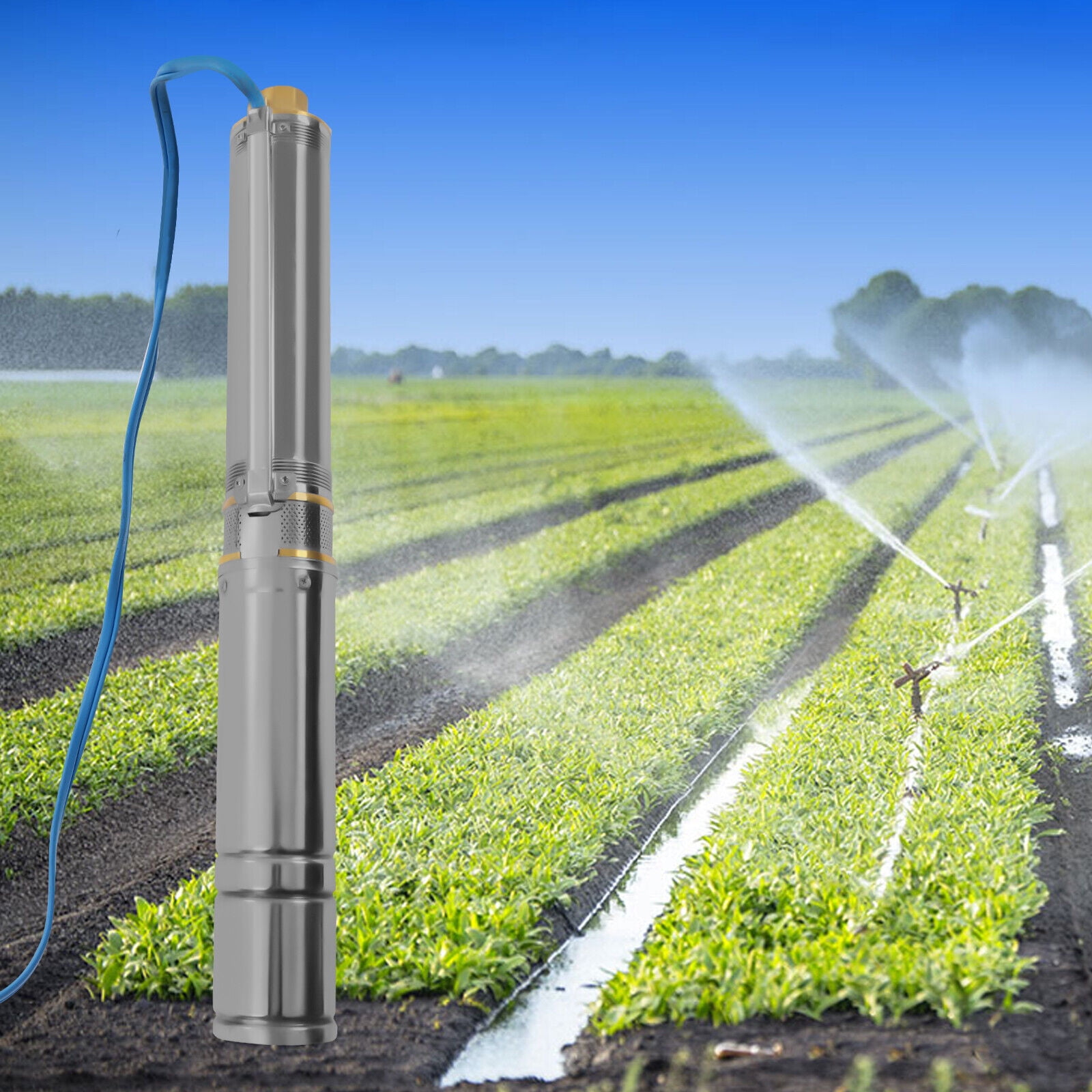 TFCFL Submersible Pumps 3.8" 1.5HP Deep Well Pump 110V/60HZ Stainless Steel Water Pump with Control Box