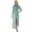 Light Blue, variant on Women's Smocked High-Low Printed Surplice Dress with 65% rayon 30% polyester 5% spandex fabric blend for summer wear
