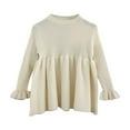 thumbnail image 2 of AherBiu Baby Newborn Girls Rompers Long Sleeve Crewneck Ruffle Dress Fall Winter Solid Color Jumpsuits Dress Onesie, 2 of 3