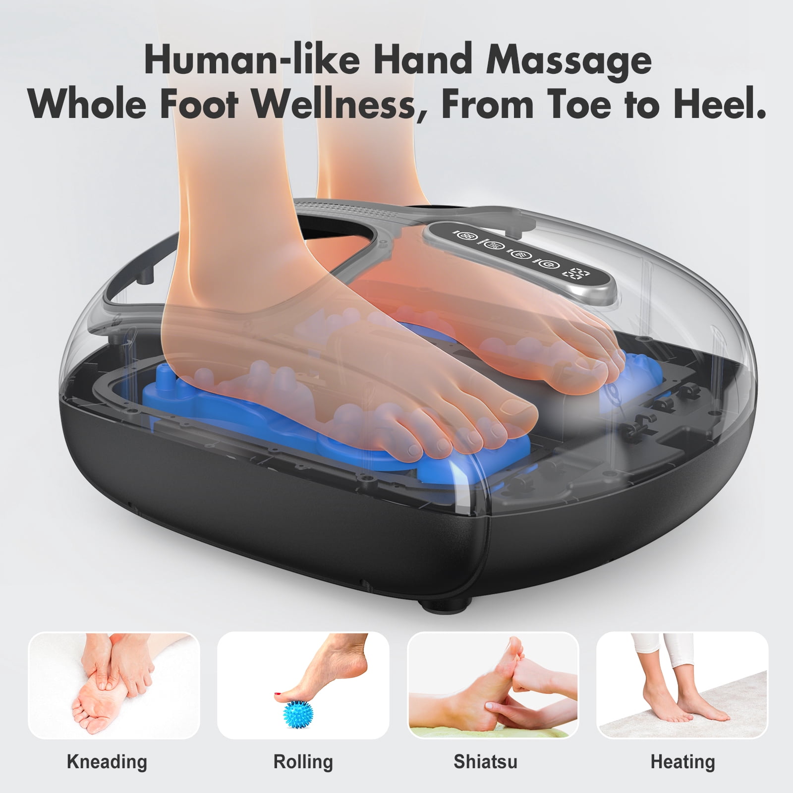 2026 Hlthair Shiatsu Foot Massager with Heat for Deep Kneading, Heating, Air Compression Feet Massage for Pain Relief, Plantar Fasciitis and Circulation Multi-Level Settings for Home, Office Use