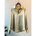 thumbnail image 5 of High Quality Elegant Imitation Silk Blouse Spring Women Fashion Long Sleeves Satin Blouse Vintage Femme Stand Street Shirts, 5 of 5