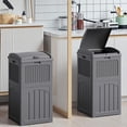 thumbnail image 5 of 33 Gallon Outdoor Trash Can with Dual Lid, Heavy Duty Waterproof Resin Garbage Bins Outside, Hideaway Waste Bins for Patio, Outside Pool, Backyard and Deck (2, Gray), 5 of 14