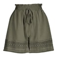 thumbnail image 3 of SBYOJLPB Shorts Pants Women's Stretch High Waisted Shorts with Drawstring Lace Bohemian Wide Leg Casual Shorts, 3 of 8