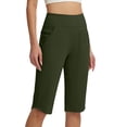 thumbnail image 2 of Tqcoqu Womens Capri Pants High Waisted Straight Leg Yoga Leggings with Pockets Workout Summer Pants,Army Green,Women's S-XXXL, 2 of 8