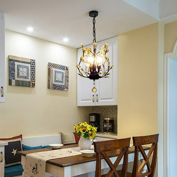 Adjustable Height Crystal Chandelier, Crystal Pendant Light, Chandelier Lighting Fixtures with Three standard E12 lamp holders