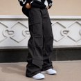 thumbnail image 2 of Yuanlong Womens Pants Straight Loose Leg Long Cargo Pants With Large Pockets Fall Winter Fashion Versatile Solid Ladies Trousers, 2 of 5