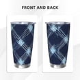 thumbnail image 4 of 20oz Car Cup Three-Piece Set Of Single Silver Edge No Smell Easy To Carry Heat Preservation For Daily Car Sports Travel Argyle Plaid Deepskyblue_4, 4 of 8