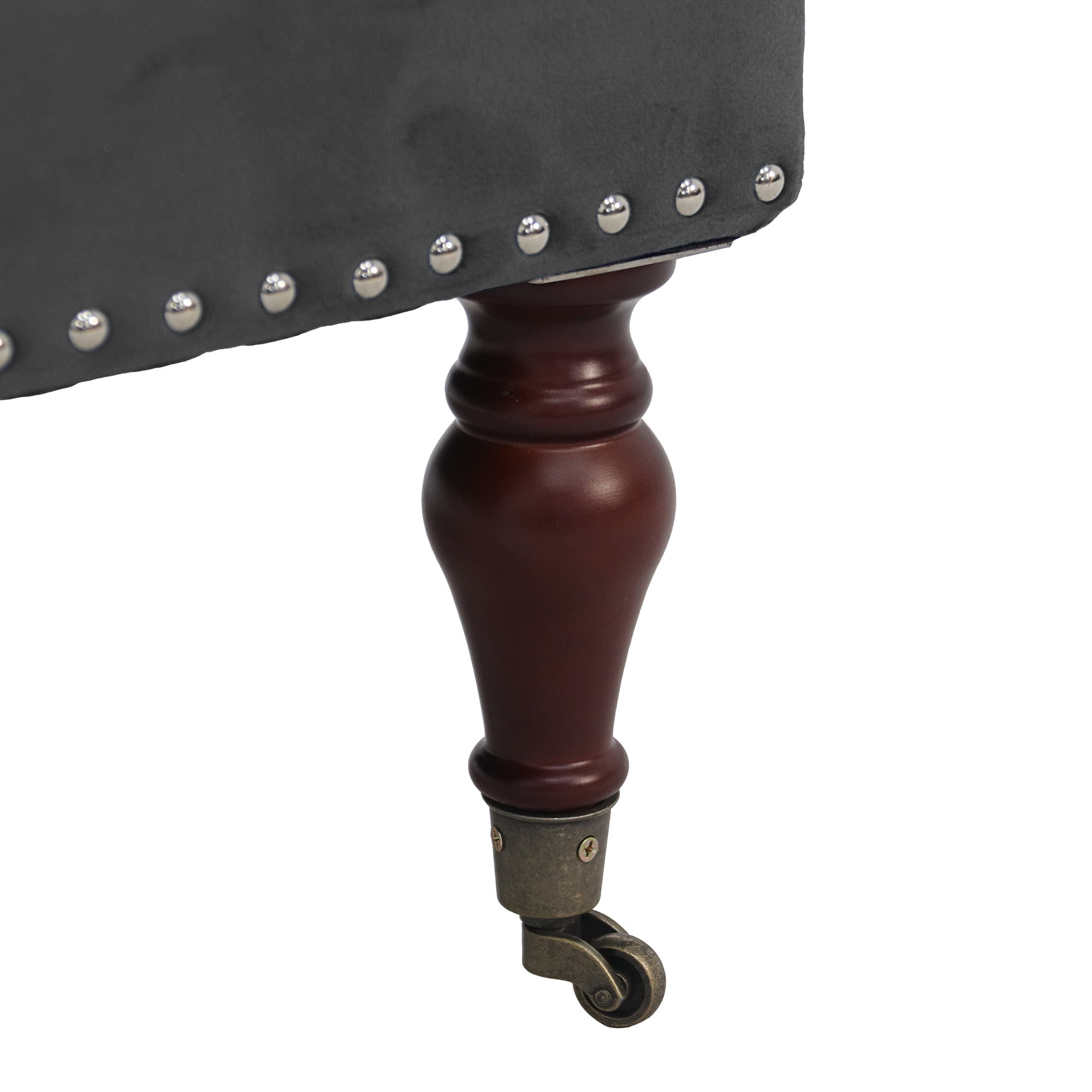 Abble Square Dark Gray Tufted Upholstered Cocktail Ottoman with Wheels