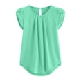 thumbnail image 3 of Wojeull Women's Casual Solid Color Button Short Sleeve Top, 3 of 4