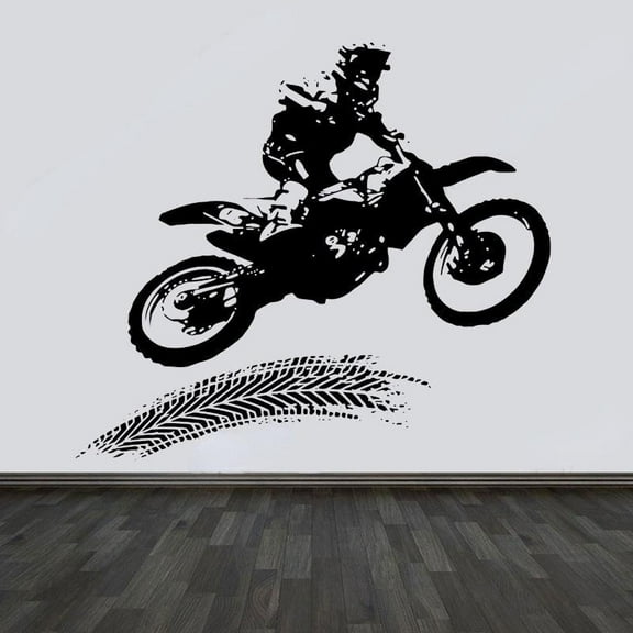Motocross Motorcycle Player Extreme Sport Wall Decal Vinyl Home Decor For Boys Room Teens Bedroom Dirt Bike Sticker Mural 65x57cm