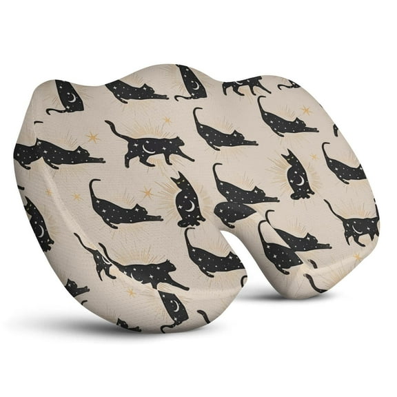 Premium Cat Pattern Memory Foam Seat Cushion Ergonomic Chair Pad for Office Chair, Car, Airplane & Bleachers Sciatica, Tailbone Hip & Back Pain Relief - Chair Cushion for Long Office Workers.