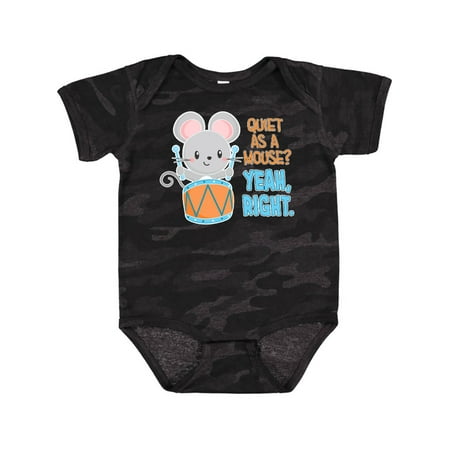 

Inktastic Quiet As A Mouse Yeah Right Cute Mouse Drummer Gift Baby Boy or Baby Girl Bodysuit