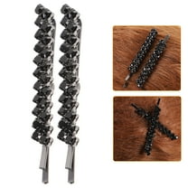 2pcs Rhinestones Hairpins Crystal Metal Hair Clips Glitter Decorative Bobby Pins Wedding Hair Bangs Clip Headwear Hair Styling Tools For Women Girls Hair Accessories Black