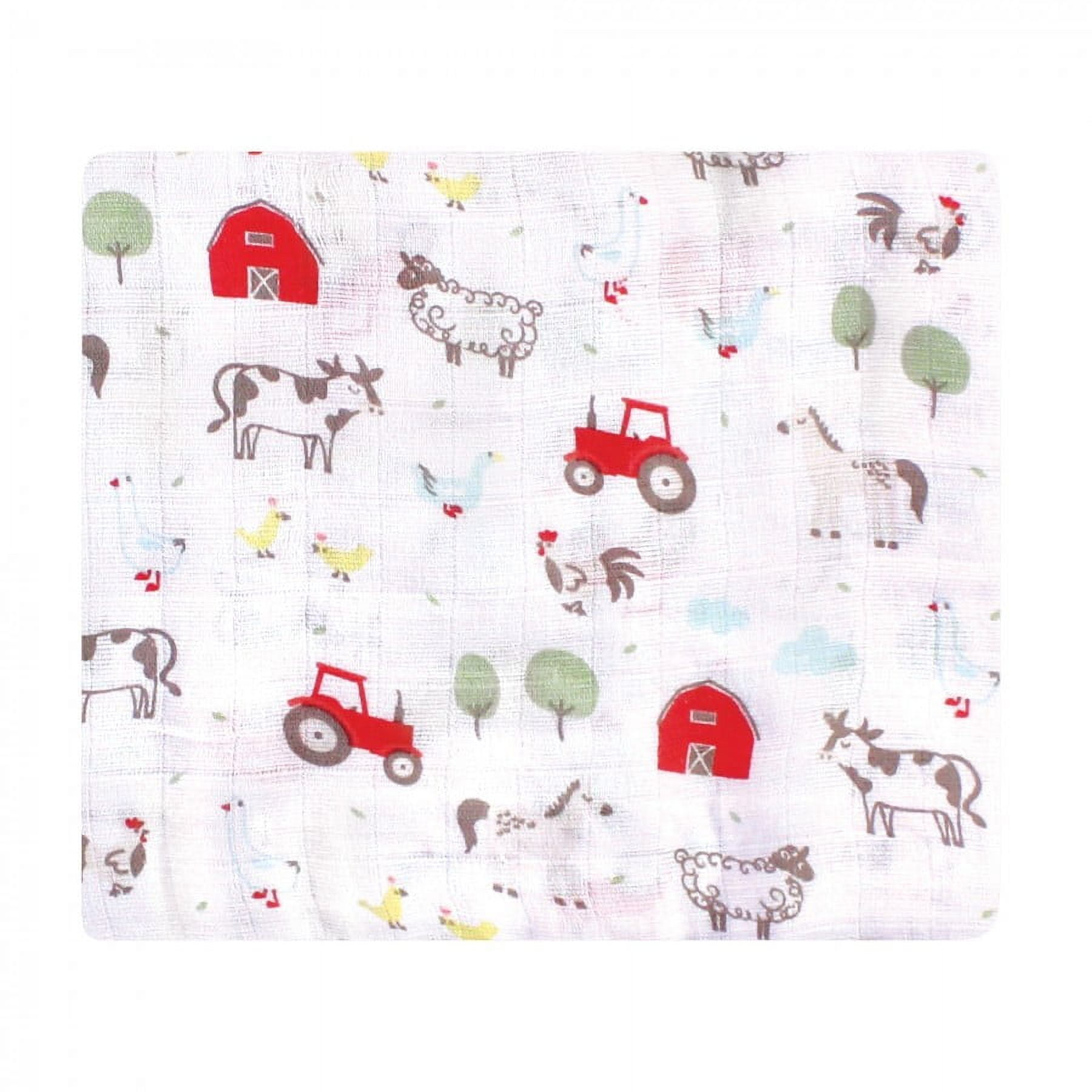 Hudson Baby Infant Boy Cotton Muslin Swaddle Blankets, Boy Farm Animals, One Size