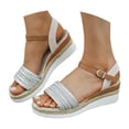 thumbnail image 2 of EliteGoogv Womens Sandals Platform Wedge Sandals For Women Summer Casual Walking Shoes Comfortable Heeled Sandals Travel Beach Vacation Shoes US: 10.5 Silver, 2 of 7