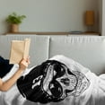 thumbnail image 3 of Skull Soft Flannel Fleece Throw Blanket, Funny Skull Band Dead Street Gangs with Bandanna Hood Rapper Style Grunge Print, Cozy Plush for Indoor and Outdoor Use, 60" x 80", Black White, by Ambesonne, 3 of 5