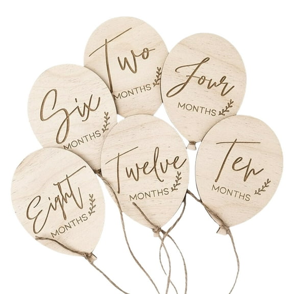 Wooden Milestones Baby Balloon Word Signs Baby Monthly Milestones Cards for Photography & Nursery decors Newborns Present