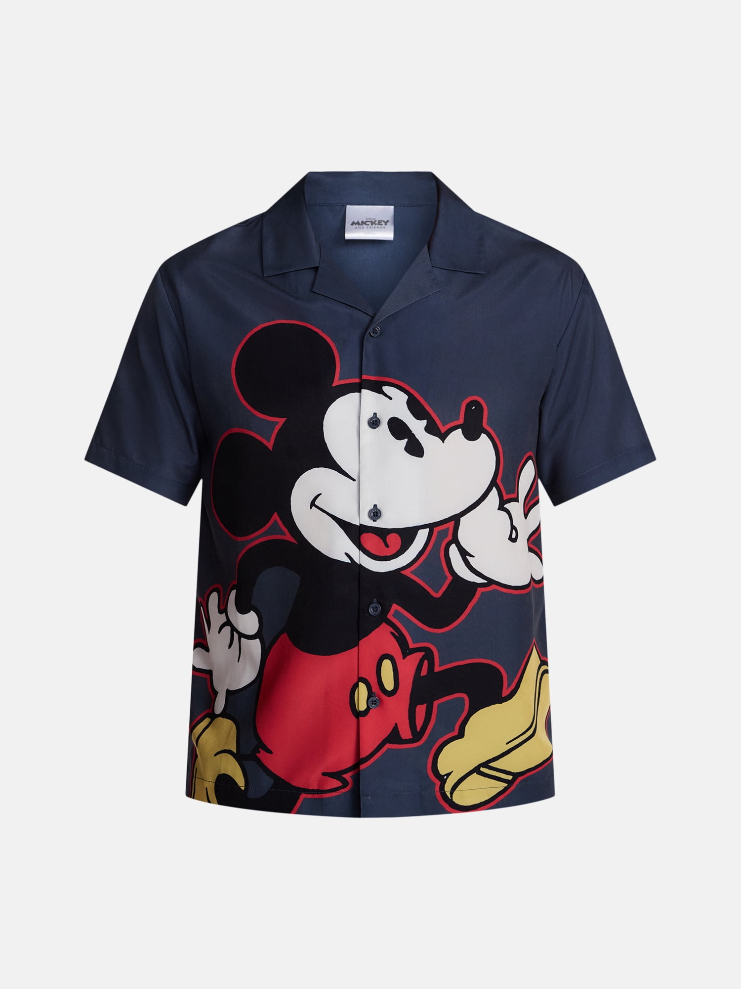 Disney Men's and Big Men's Mickey Mouse Graphic Button Up Shirt with Short Sleeves, Sizes S-4XL