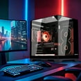thumbnail image 2 of Hoengager Horizon Gaming PC -AMD Ryzen 7 5700G 8-Core 3.8 GHz-RX 6500 XT 4GB -16GB DDR4 RAM-1TB PCIe +1TB SATA SSD -WIFI &Bluetooth -RGB Fans-Windows 11 Pro Desktop Computer-Black, 2 of 9