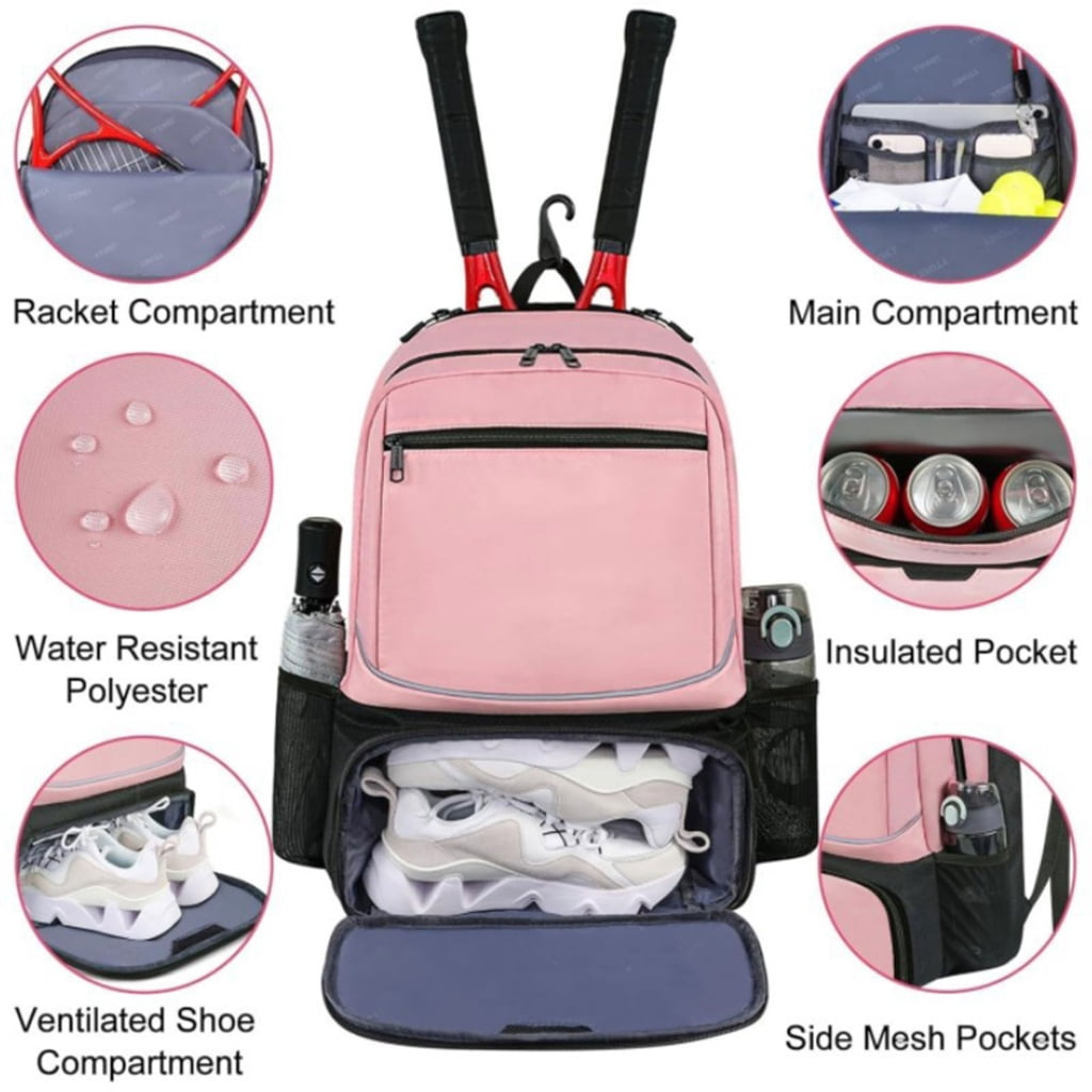 Large Capacity Tennis Racket Backpack with Separate Shoe Pouches Outdoor Sports Tennis Racket Bag