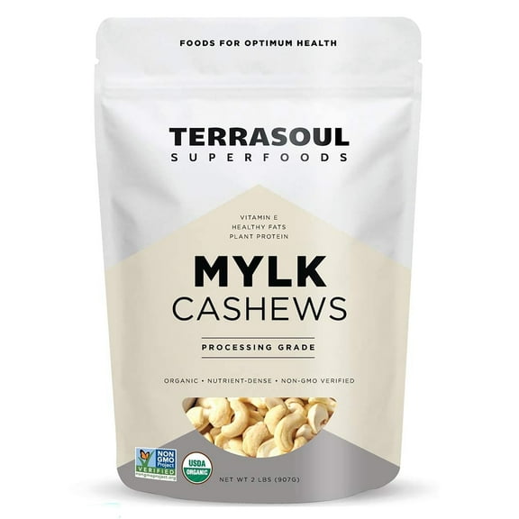 Terrasoul Superfoods Organic Raw Cashews (Mylk Grade), 2 Lbs - Great for Snacking, Desserts, Cashew Milk and Nut Butter Making