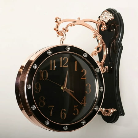 AURARMLET Large Double Sided Wall Clock Black Silent Modern Minimalist Hanging Clock for Home