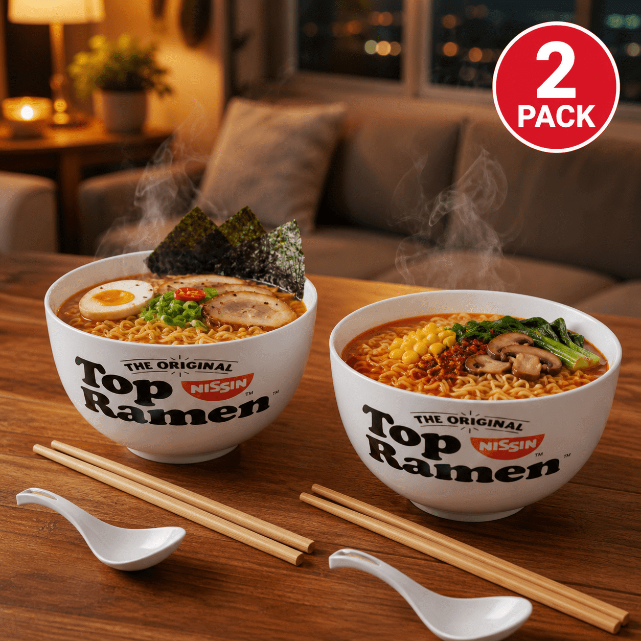 Hello Kitty Cup Noodle Japanese Dinnerware Set | 20-Ounce Ramen