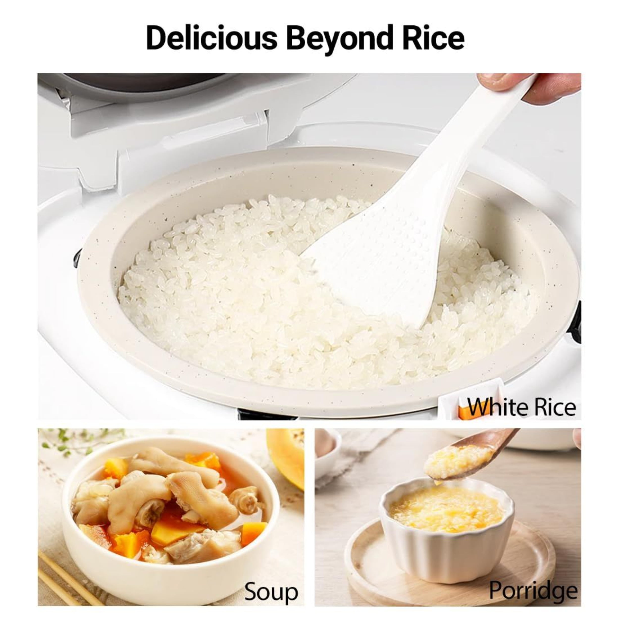 2L White Rice Cooker, with A Capacity of 4 Cups for Raw Rice, A Sturdy and Smooth Inner Pot, 24-hour Delay Start Function, Easy To Clean, Suitable for Home Kitchens and Restaurants.