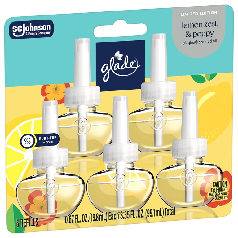 Glade PlugIns Refills Air Freshener, Lemon Zest & Poppy, 3.35oz