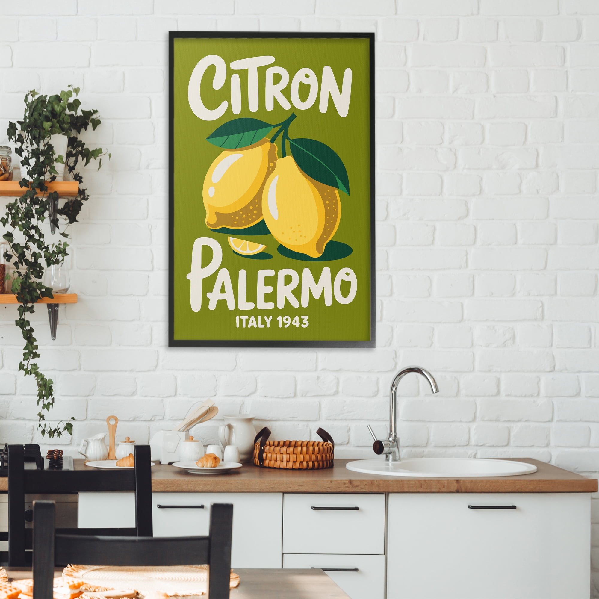 Stupell Industries Citron Palermo Lemons Black Framed Giclee Art, design by Andreas Magnusson