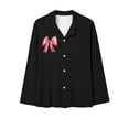 thumbnail image 4 of Annhoo Pajama Sets for Women 2 Piece Lapel Long Sleeve Bowknot Button down Shirts Pj Trousers Outfits Loungewear, 4 of 4