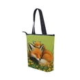 thumbnail image 3 of Zipper canvas bag large capacity large size practical handbag durable Canvas with leather material Big and Little Fox, 3 of 7