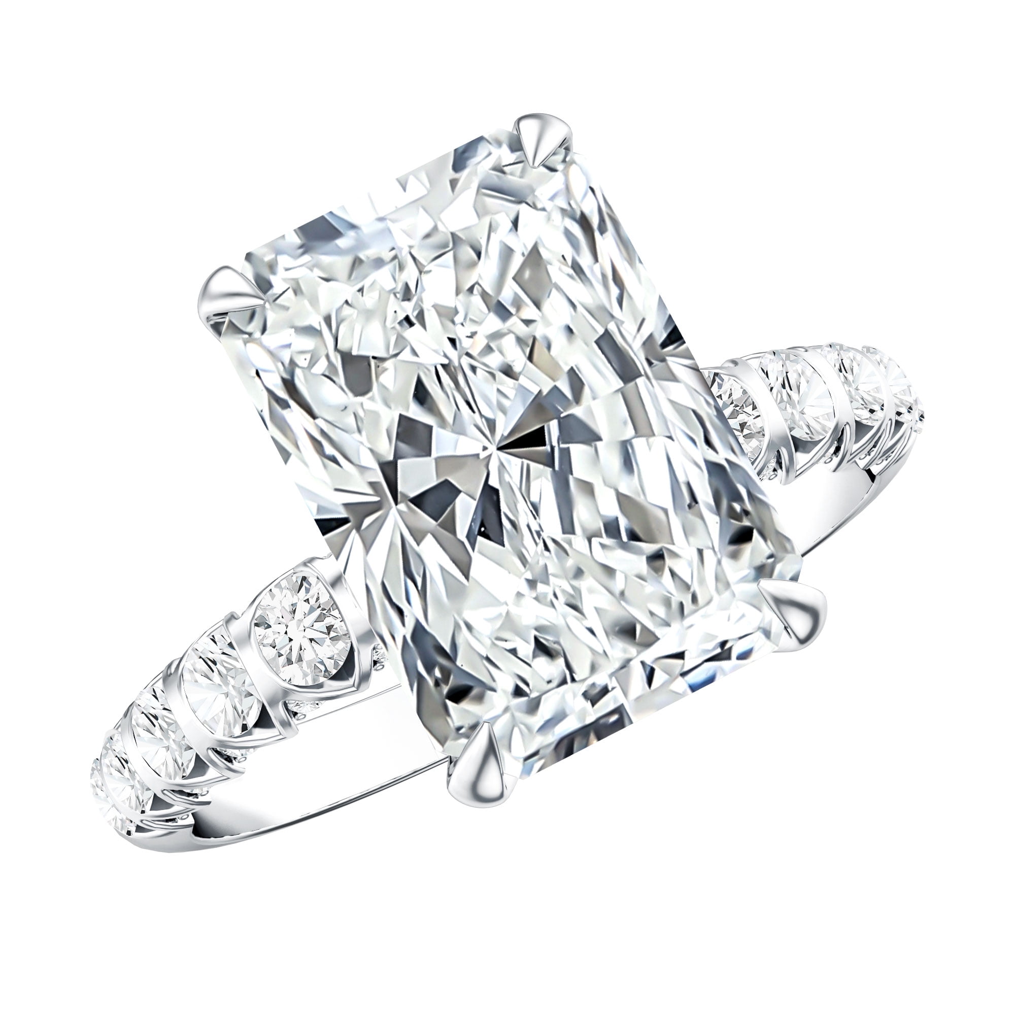 Rosec Jewels Lab Grown Diamond 5 Carat Engagement Ring (IGI Certified, E-VS1 Grade) - Big Radiant Cut Diamond Ring for Women, 925 Sterling Silver, US 4.00