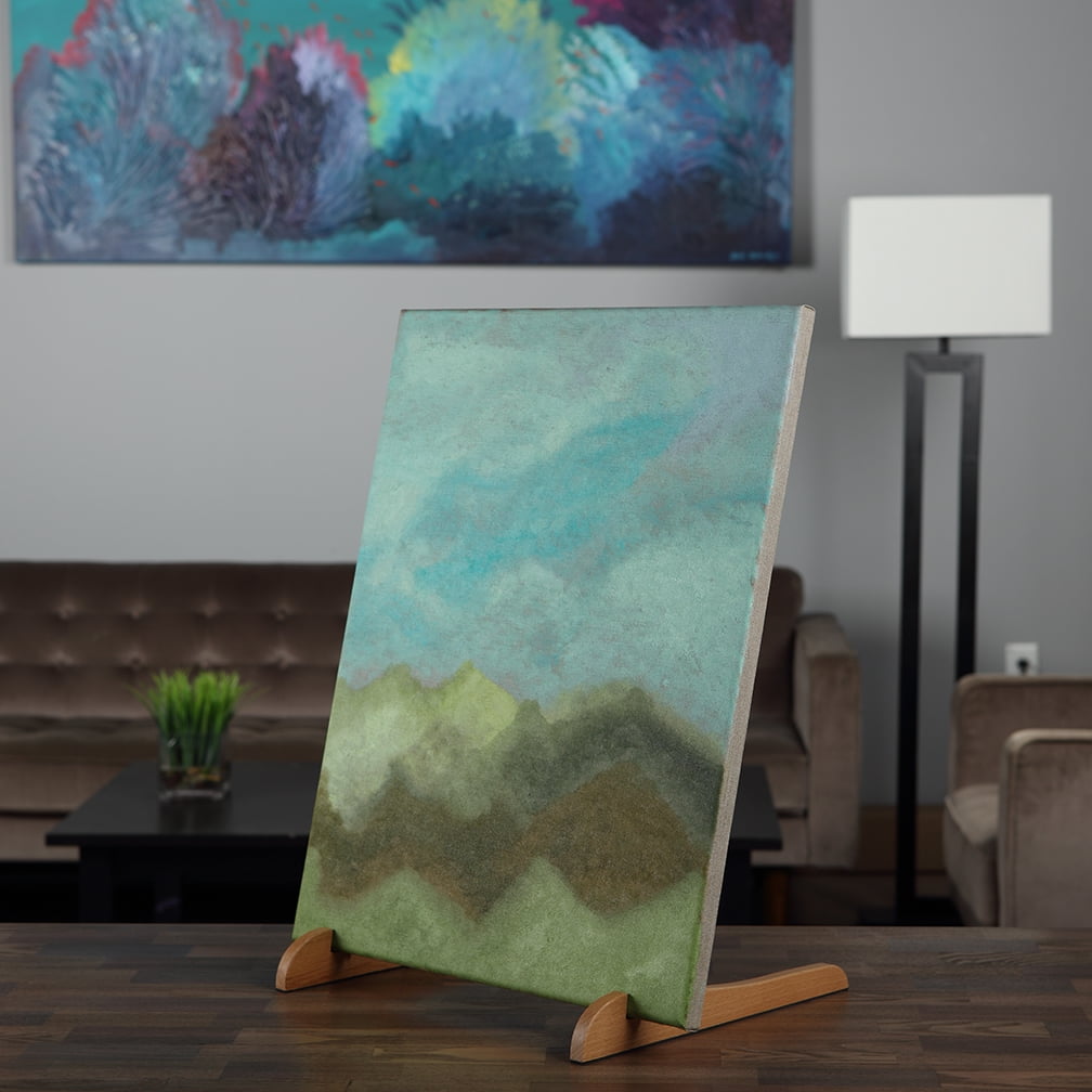 The Original Overby Tabletop Painting Easel 3 pack, Portable Compact Easy Carry, Hold & Display Stretched Canvas Stable, 12" Inches, Natural Wood