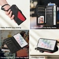 thumbnail image 3 of Decase Wallet Case for iPhone 8 / iPhone 7 / iPhone SE 2022 2020 for Women Men with 9 Credit Card Holder Zipper Purse PU Leather Strap Wristlet Protective Phone Cover 4.7 Inch,Black, 3 of 5
